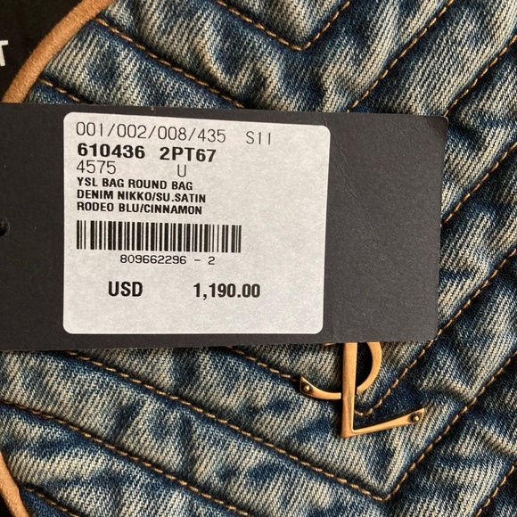 Yves Saint Laurent Nile Round Matelassé Denim Bag Vinyle Denim DEADSTOCK - Picture 5 of 12